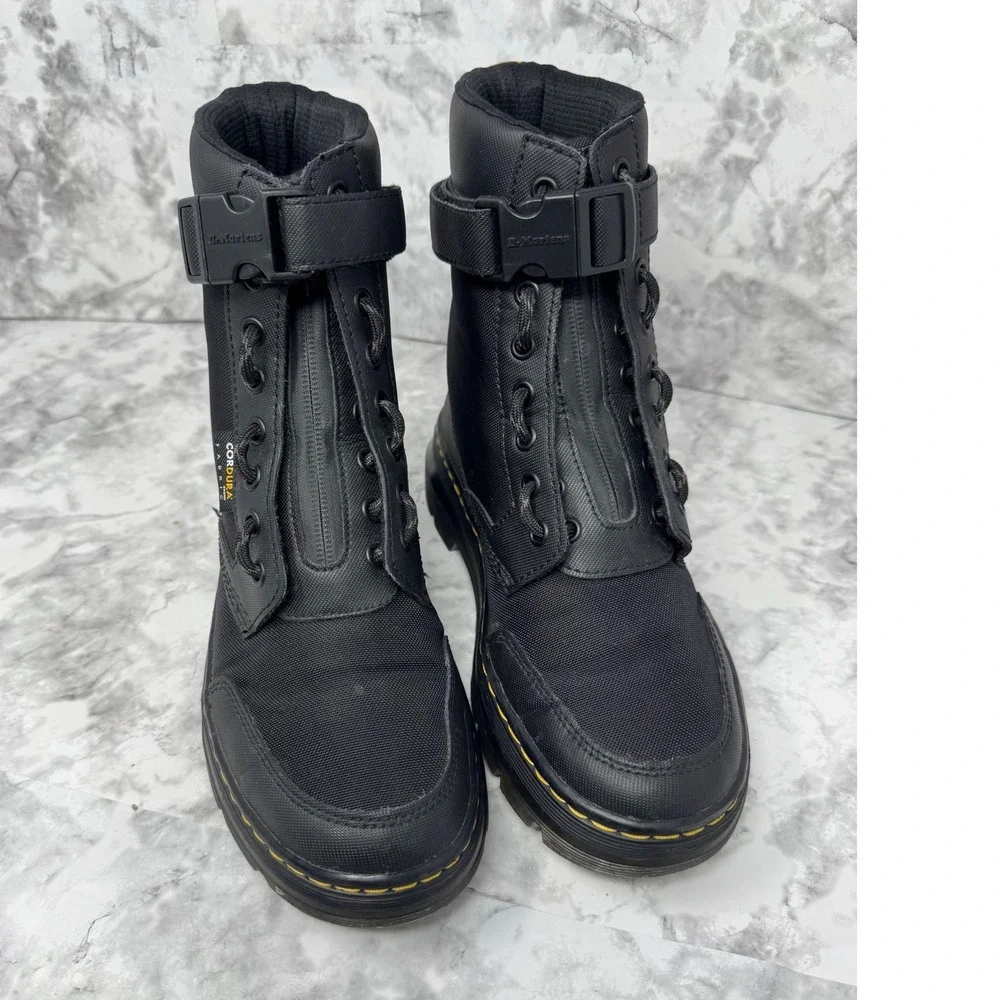 Dr. Martens Combs Tech 🖤II Cordura Black Utility Boots Zip Front Tactical‎